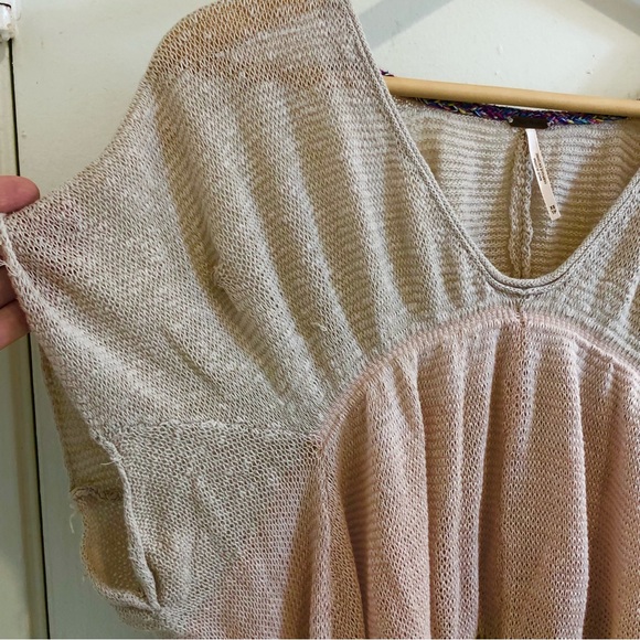 Free People Oversized Stretch Cheese-Cloth Top Cut/Cuffed Dolman Sleeves Size XS - Picture 7 of 15